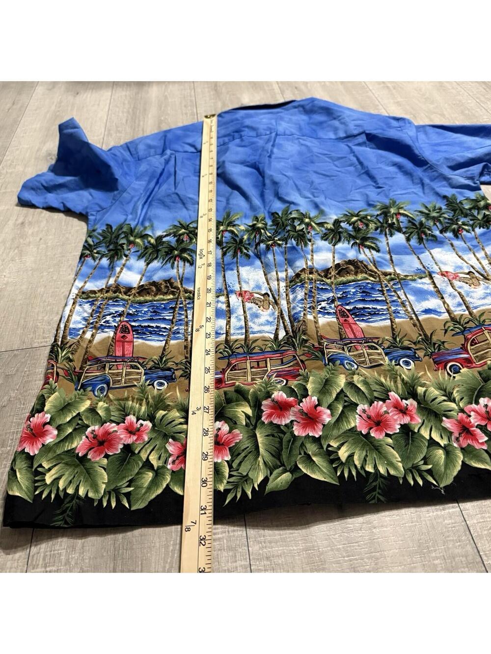 Vintage Royal Creations Hawaiian Woody Wagon Beach Surf Button Shirt Men's XL - Picture 7 of 7